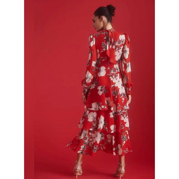 Anthropologie Exquise Floral Tiered Mock-Neck Maxi Dress Size X Small - Picture 4 of 11